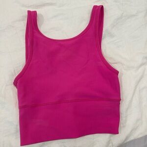Pink ribbed Lulu cropped tank